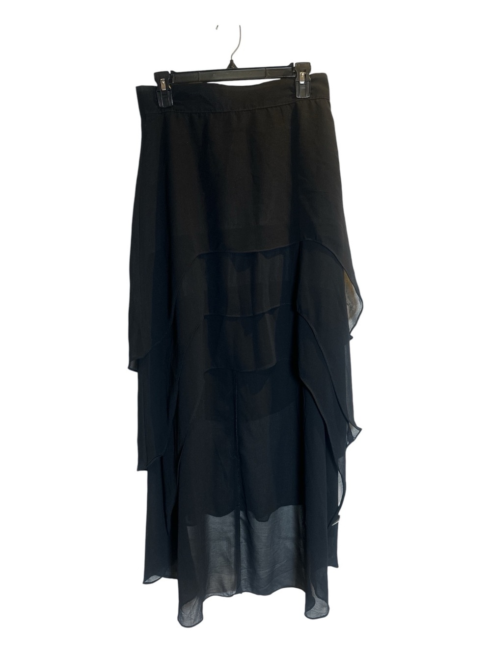 Women’s Black Layered High-Low Chiffon Skirt - Picture 3 of 7